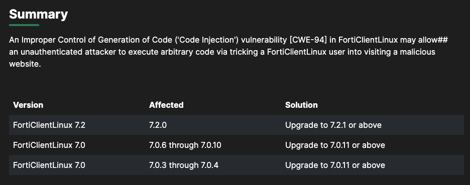 CVE-2023-45590 - Details from Fortiguard